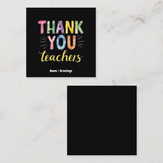 Bedankt Docenten & Studenten Afstuderen Gift Vierkante Visitekaartje (Voorkant / Achterkant)