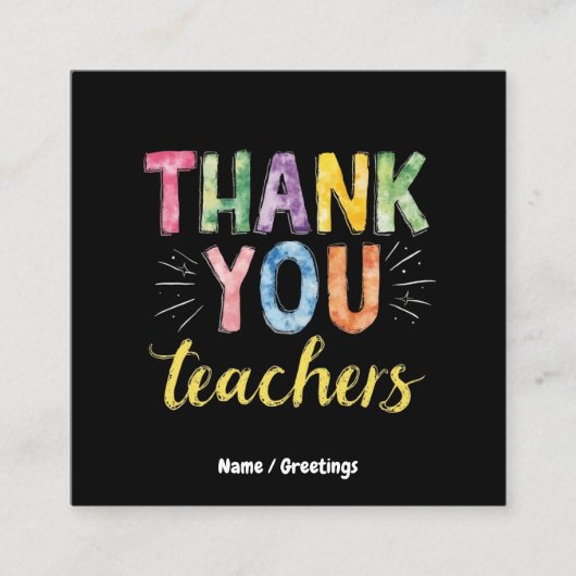 Bedankt Docenten & Studenten Afstuderen Gift Vierkante Visitekaartje (Voorkant)