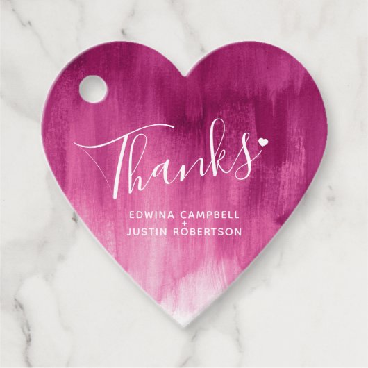 Bedankt donkerroze abstracte bruiloft cadeau label (Voorkant)