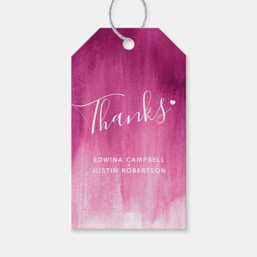 Bedankt donkerroze abstracte bruiloft cadeau label cadeaulabel (Voorkant)