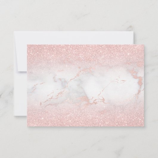 Bedankt Doop Faux Pink glitter op marmer Kaart (Achterkant)