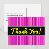 Bedankt + dun magenta en roze streepjespatroon briefkaart (Voorkant / Achterkant)