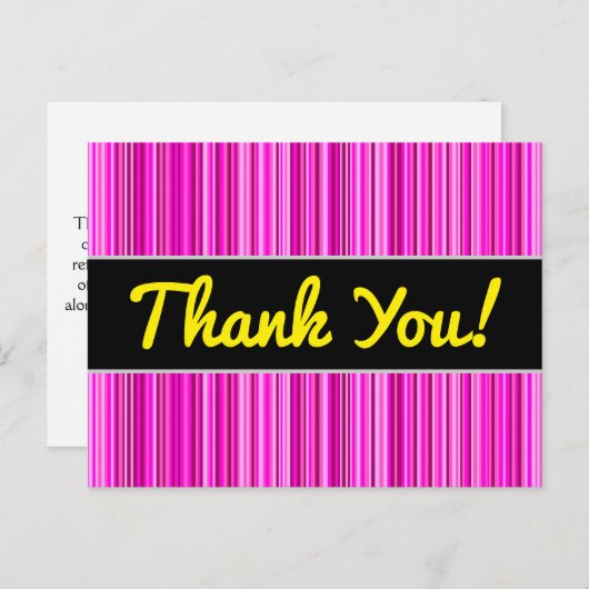 Bedankt + dun magenta en roze streepjespatroon briefkaart (Voorkant / Achterkant)