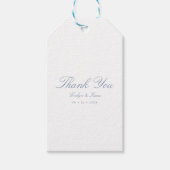 Bedankt Dusty Blue Elegant Script Wedding Cadeaulabel (Voorkant)