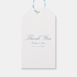 Bedankt Dusty Blue Elegant Script Wedding Cadeaulabel