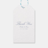 Bedankt Dusty Blue Elegant Script Wedding Cadeaulabel (Achterkant)