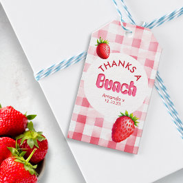 Bedankt Een bos Aardbei Picknick Bachelorette Roze Cadeaulabel