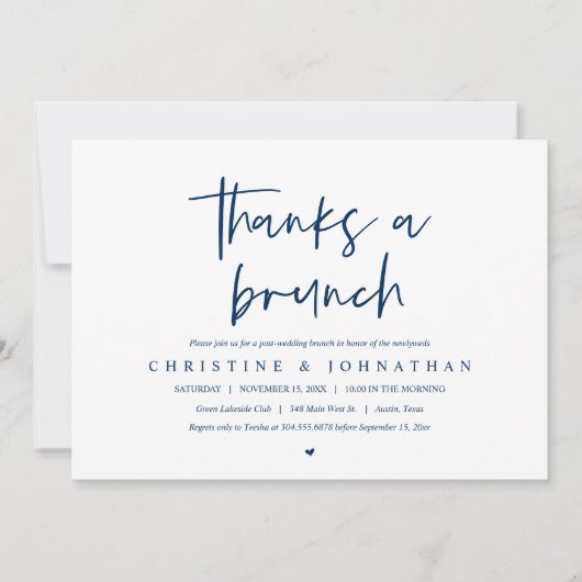 Bedankt een brunch , feest na de bruiloft kaart (Voorkant)