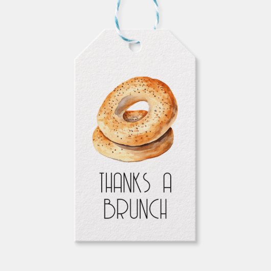 Bedankt een Brunch Gift Label met Bagels Cadeaulabel (Voorkant)