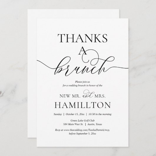 Bedankt een Brunch Kaart (Voorkant / Achterkant)