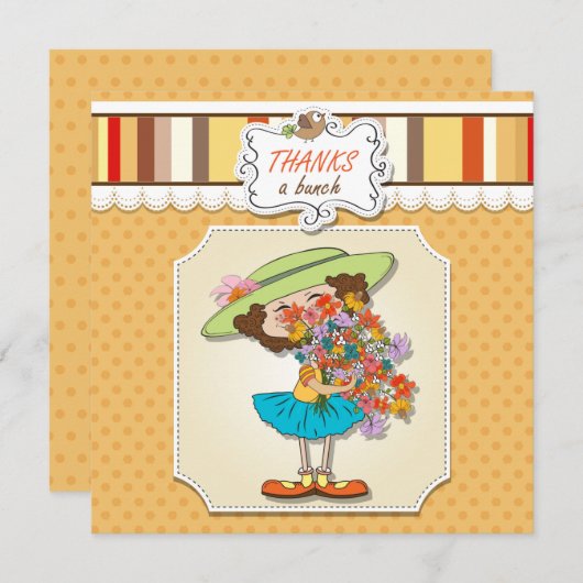 Bedankt een Bunch Funny Girl Flat Kaart (Voorkant / Achterkant)