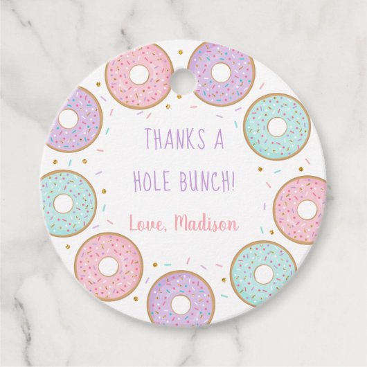Bedankt Een eenhol Donut Pink Gold Birthday Bedankjes Labels (Voorkant)