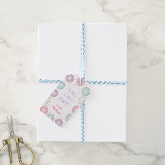 Bedankt Een eenhol Donut Pink Gold Birthday Favor Cadeaulabel (Met Touw)
