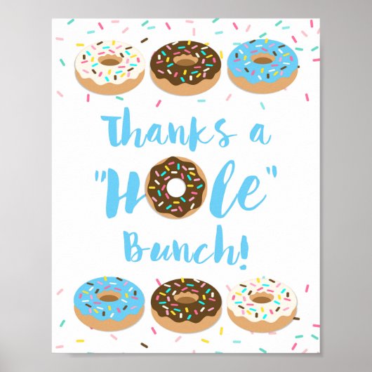 Bedankt een 'Gat Bunch Blue Donut Favor Sign' Poster (Voorkant)