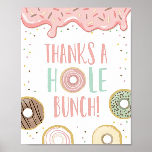 Bedankt een 'Goole Bunch Donut Girl Birthday Party Poster (Voorkant)