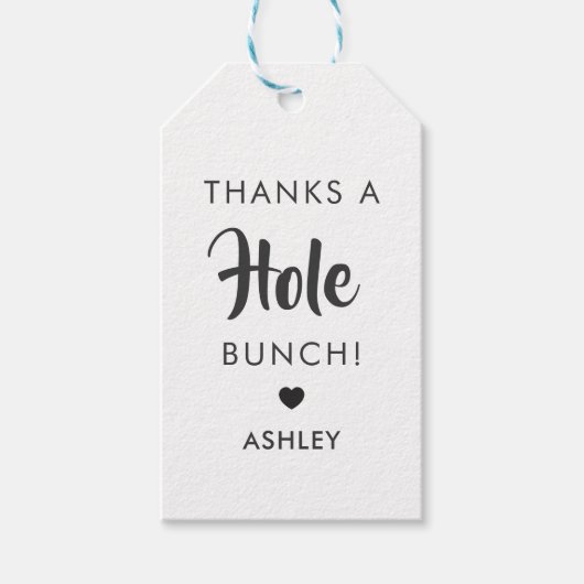 Bedankt een Hole Bunch, Doughnut Holes Label, Kraf Cadeaulabel (Voorkant)