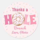 Bedankt Een Hole Bunch Roze Donut Verjaardag Stick Ronde Sticker (Voorkant)