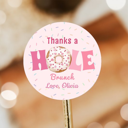 Bedankt Een Hole Bunch Roze Donut Verjaardag Stick Ronde Sticker