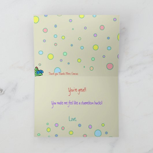 Bedankt een kameleon Dank u (Binnen)