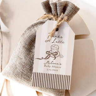 Bedankt een Latte Bebe Cafe Bruine Boog Baby Showe Cadeaulabel