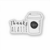 Bedankt een latte coffeeshop logo sticker (Voorkant)