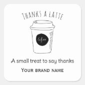 Bedankt een latte coffeeshop logo vierkante sticker (Voorkant)