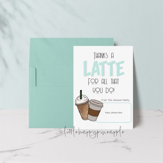 Bedankt een Latte Gift Kaart Houder