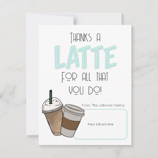 Bedankt een Latte Gift Kaart Houder (Voorkant)