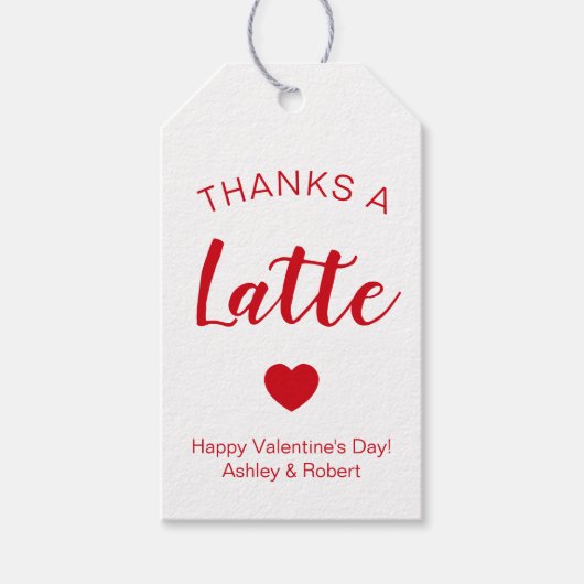 Bedankt een Latte Koffee-Labels voor Valentijnsdag Cadeaulabel (Voorkant)
