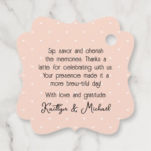 Bedankt een latte koffie bruiloft douche dank u bedankjes labels (Achterkant)