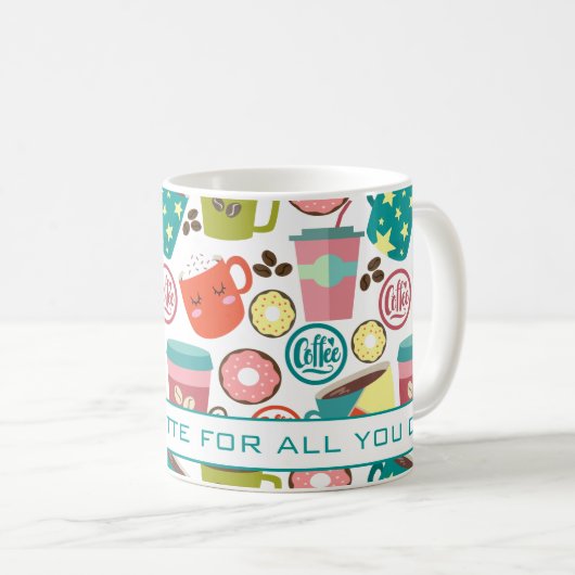 Bedankt Een latte koffie en donuts waardering Koffiemok (Voorkant rechts)