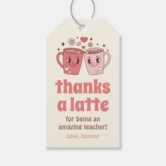 Bedankt een latte koffie leraar waardering cadeaulabel (Voorkant)