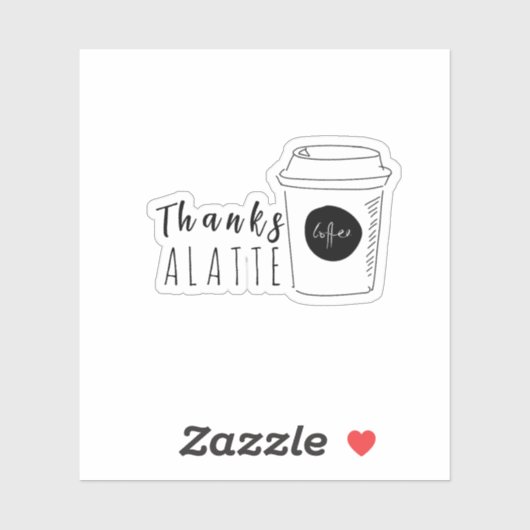 Bedankt een latte koffiezaak logo sticker (Vel)