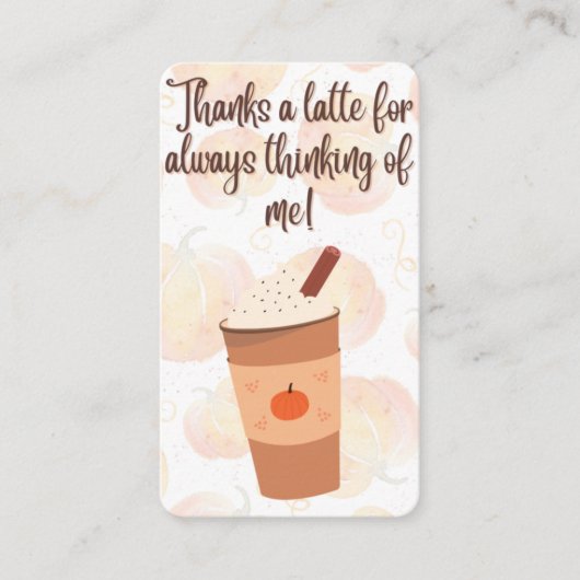 Bedankt een Latte! Pop per Visitekaartje onroerend (Voorkant)