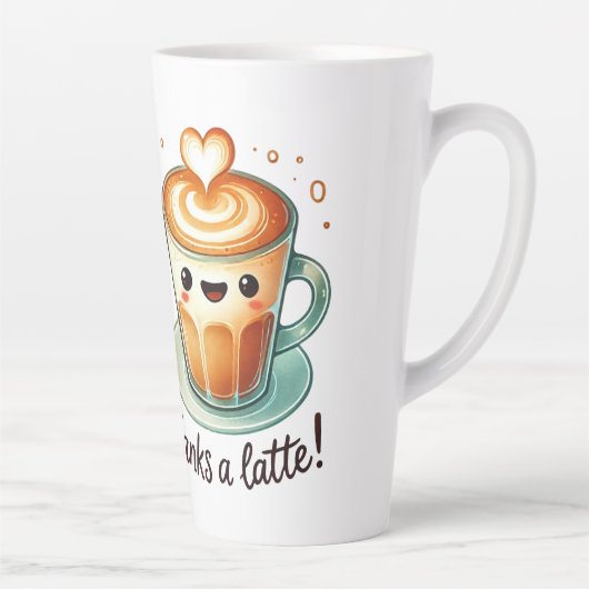 Bedankt een Latte Pun Latte Mok (Rechts)