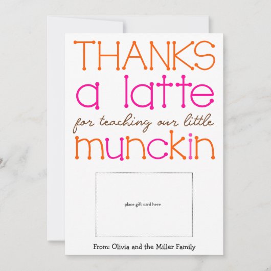 Bedankt een latte Teacher Appreciation Kaart (Voorkant)