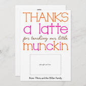 Bedankt een latte Teacher Appreciation Kaart (Voorkant / Achterkant)
