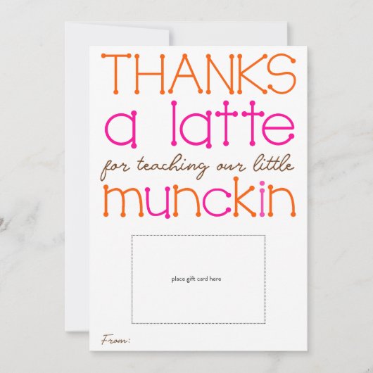 Bedankt een latte Teacher Appreciation Kaart (Voorkant)