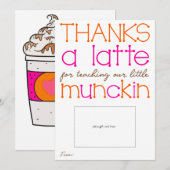 Bedankt een latte Teacher Appreciation Kaart (Voorkant / Achterkant)