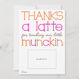 Bedankt een latte Teacher Appreciation Kaart