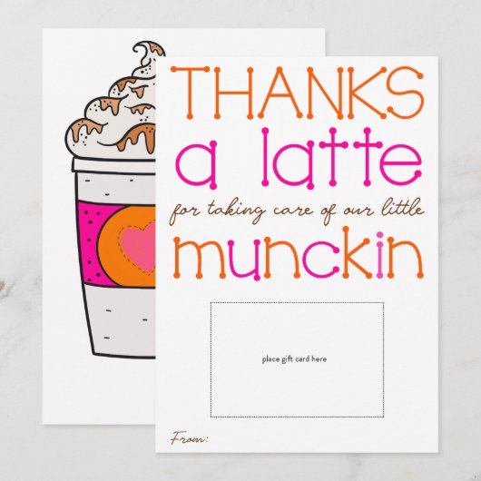 Bedankt een latte Teacher Appreciation Kaart (Voorkant / Achterkant)