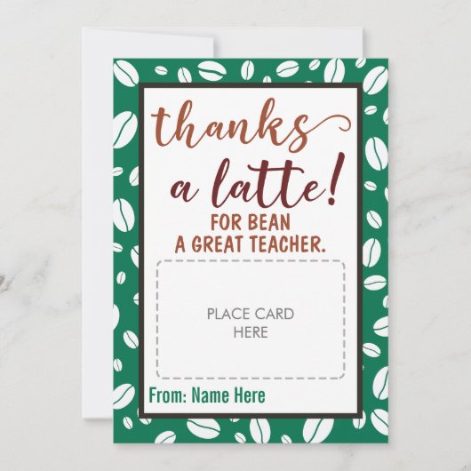 Bedankt een Latte Teacher Coffee Gift Kaart Houder (Voorkant)