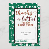 Bedankt een Latte Teacher Coffee Gift Kaart Houder (Voorkant / Achterkant)