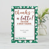 Bedankt een Latte Teacher Coffee Gift Kaart Houder (Staand voorkant)