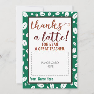 Bedankt een Latte Teacher Coffee Gift Kaart Houder