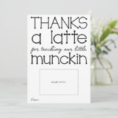 Bedankt een latte vakantie leraar waardering Kaart (Staand voorkant)