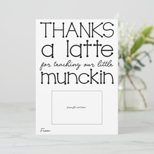 Bedankt een latte vakantie leraar waardering Kaart (Staand voorkant)