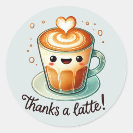 Bedankt een Latte woordspeling Ronde Sticker