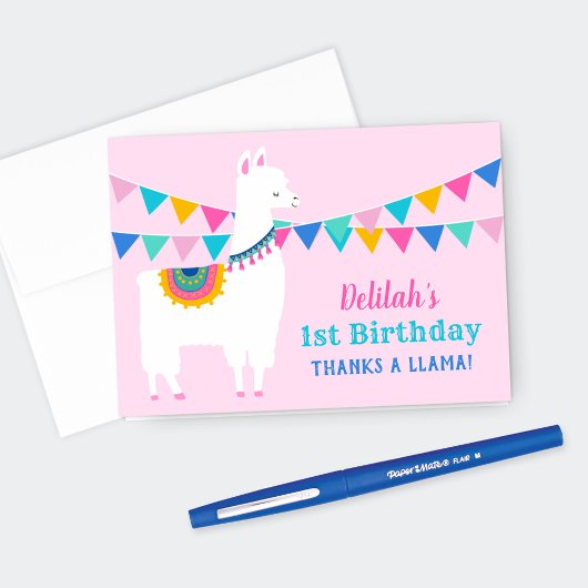 Bedankt een Llama Roze Verjaardagsfeest Bedankt