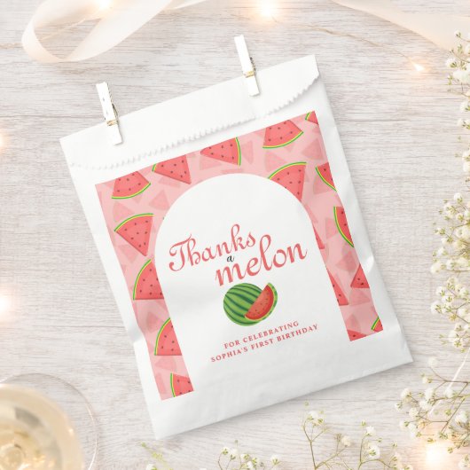 Bedankt Een Meloen 1e Verjaardag Watermeloen Bedankzakje (Geknipt)